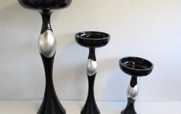 Alzata in resina nera/silver