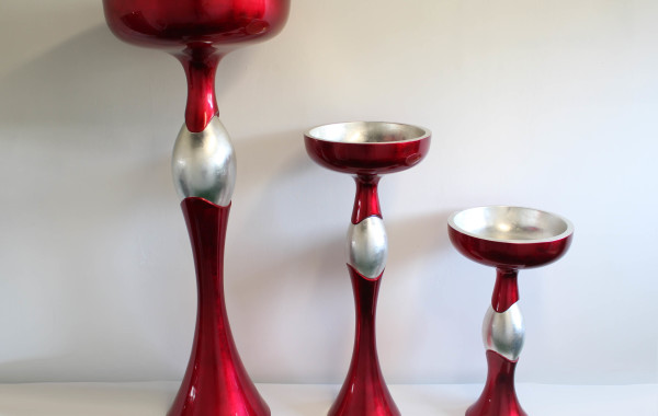 Alzata in resina rossa/silver